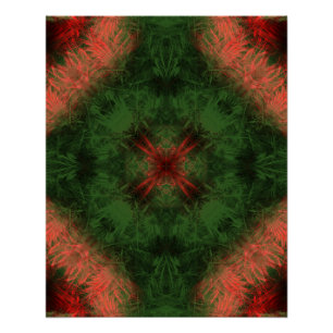 Pôster Arte Fractal Kaleidoscópio de Energia Florestal