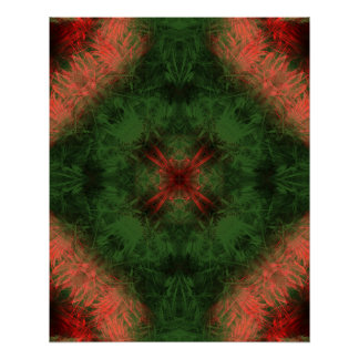 Pôster Arte Fractal Kaleidoscópio de Energia Florestal