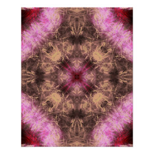 Pôster Arte Fractal Kaleidoscópio Energia Dourado Rosa