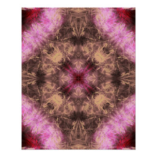 Pôster Arte Fractal Kaleidoscópio Energia Dourado Rosa