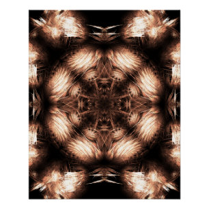 Pôster Arte Fractal Mandala de Energia Âmbar