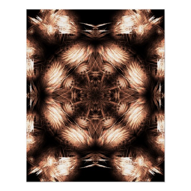 Pôster Arte Fractal Mandala de Energia Âmbar (Frente)