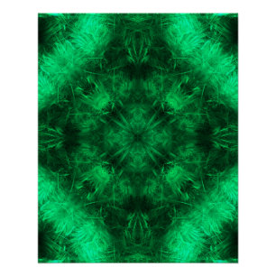 Pôster Arte Fractal Mandala Energia Esmeralda