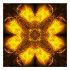 Pôster Arte Fractal Solar de Ouro Derretido