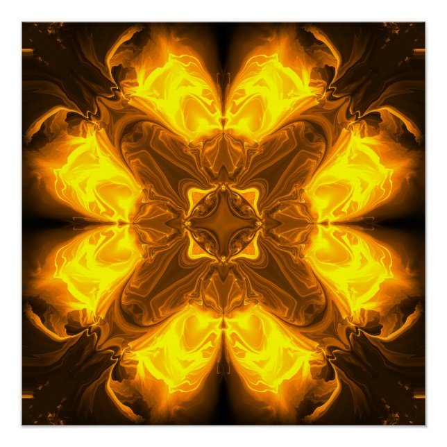 Pôster Arte Fractal Solar de Ouro Derretido (Frente)