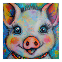 Arte Funky Happy Piglet Fazenda