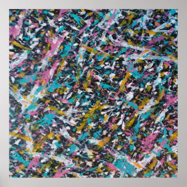 Poster Arte Funky Splatter em Preto