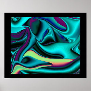 Pôster Arte Futurista Abstrata em 3D Metálico Arco-íris