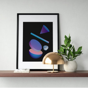 Poster Arte Futurística Moderna dos anos 80 Holográfica