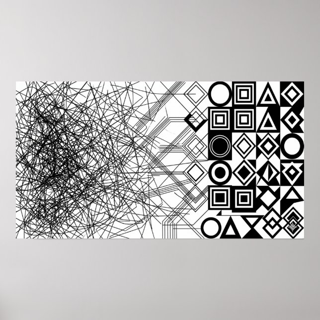 Poster Arte Geométrica Abstrata Caos para Ordem  (Frente)