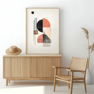 Poster Arte Geométrica Abstrata com Texturas Naturais