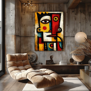 Poster Arte Geométrica Abstrata Cubista Primitiva Ousada