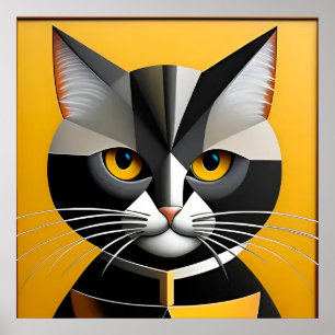 Poster Arte Geométrica Abstrata de Gato