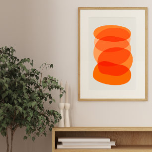 Poster Arte Geométrica Abstrata Minimalista em Laranja