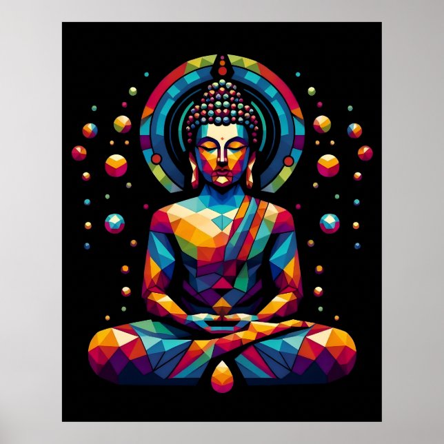 Poster Arte Geométrica Abstrata Moderna | Gautama Buda (Frente)