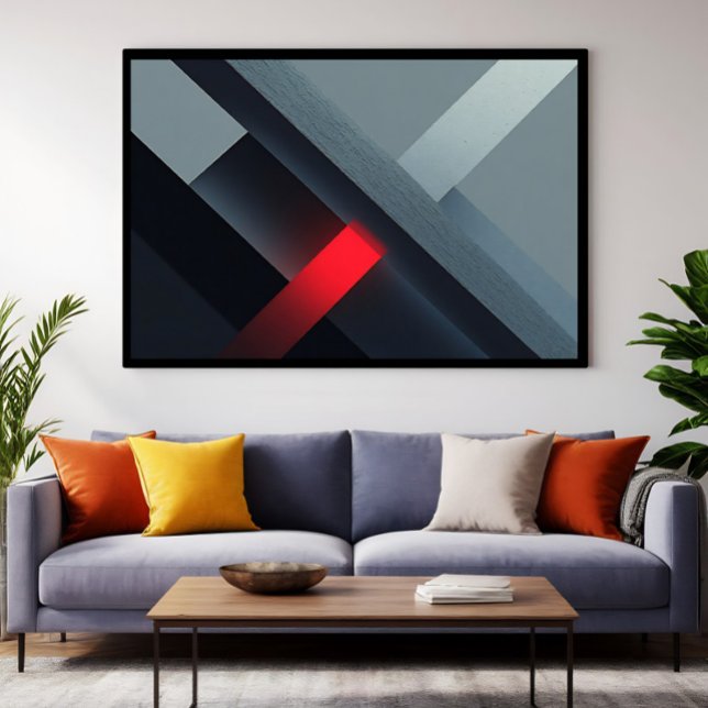 Poster Arte Geométrica Abstrata Vermelha Reluzente (Criador carregado)