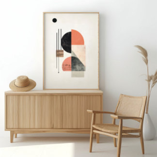 Poster Arte Geométrica abstrato com Texturas Naturais