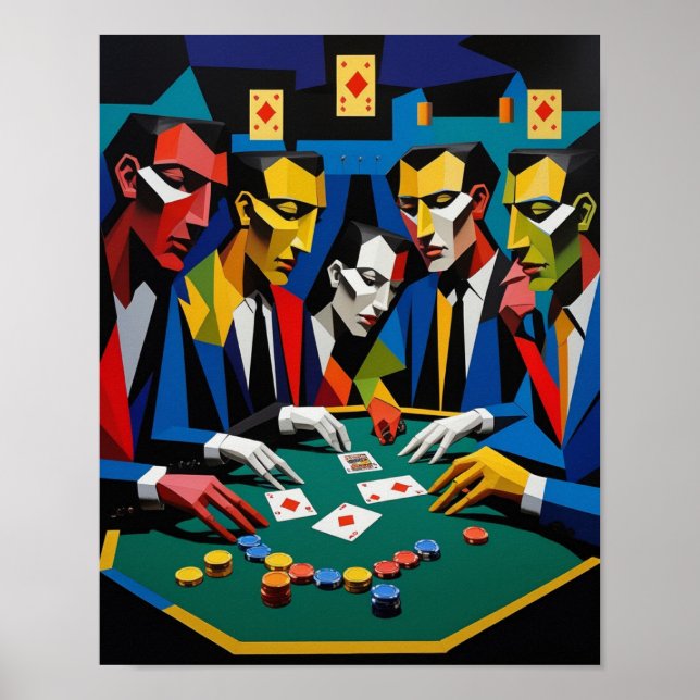Poster Arte Geométrica Abstrato de Estratégia Poker (Frente)