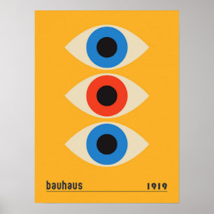 Poster Arte Geométrica Bauhaus Vintage Olhos Arte Refinad