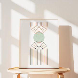Poster Arte Geométrica Boho Moderna em Arco-Íris