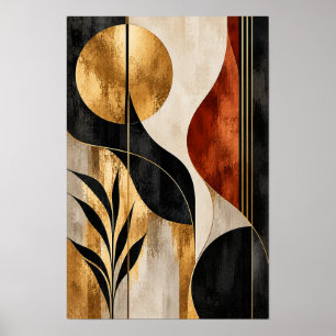 Poster Arte Geométrica Botânica no Solstício Dourado para
