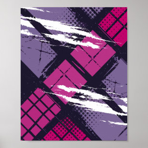 Poster Arte Geométrica com Tons Magenta e Roxos