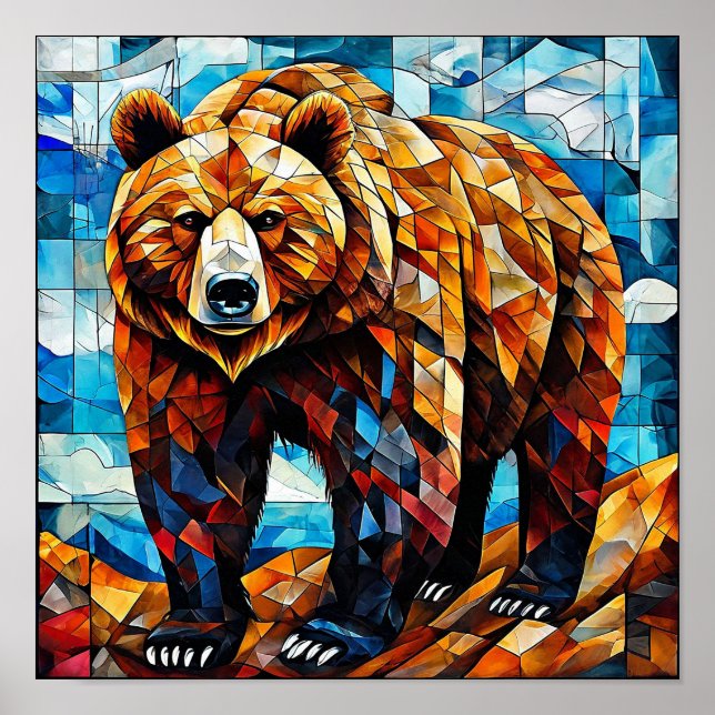 Poster Arte Geométrica de Animais da Vida Selvagem Modern (Frente)