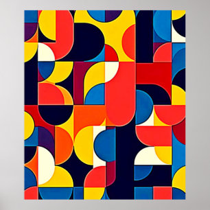Poster Arte Geométrica de Bloco de Cor Retro