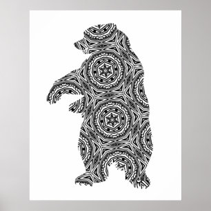 Poster Arte Geométrica do Urso Animal Simples