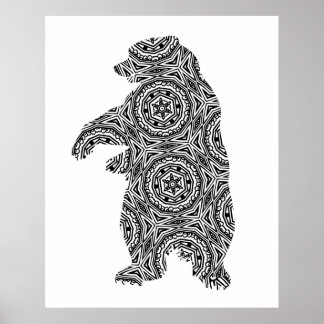 Poster Arte Geométrica do Urso Animal Simples