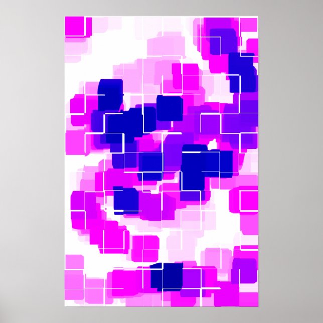 Pôster Arte Geométrica "Framboesa Azul" (Frente)