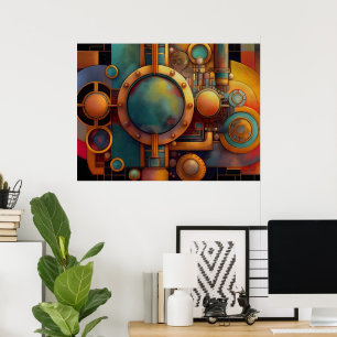Poster Arte Geométrica Industrial Steampunk