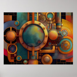 Poster Arte Geométrica Industrial Steampunk