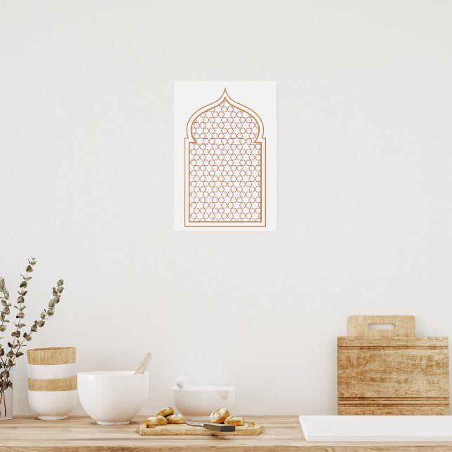 Poster Arte Geométrica Islâmica em Parede (Cozinha)
