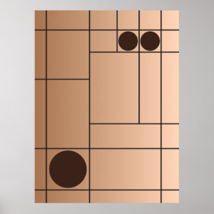 Poster Arte Geométrica Meados do Século Marrom Nº 1 Mocha