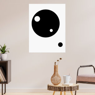 Poster Arte Geométrica Minimalista - Círculos Pretos e Br