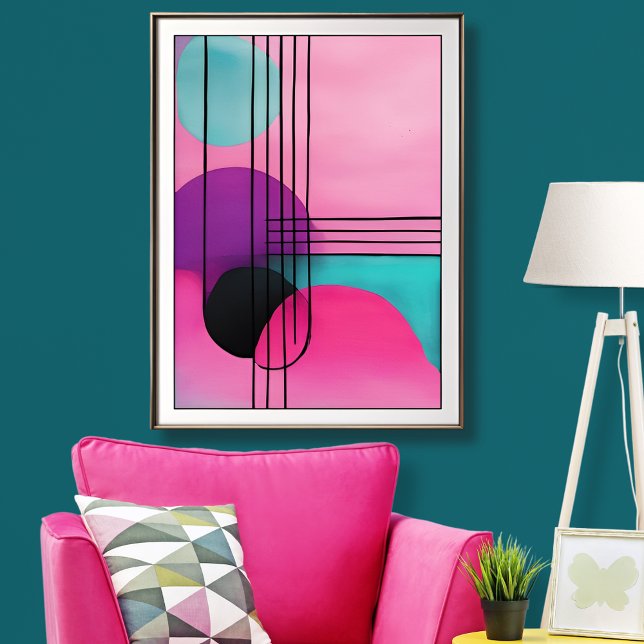 Poster Arte Geométrica Moderna Colorida sem estrutura (Add a pop of color to any room with this minimalist modern art poster.)