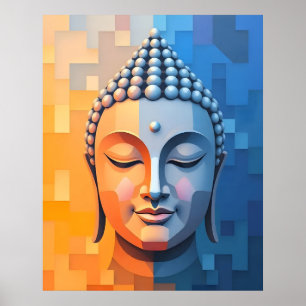 Poster Arte Geométrica Moderna   Meditando Buda