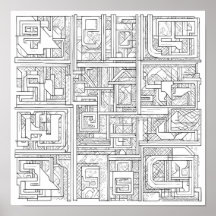 Arte Geométrica Moderna: Padrão de Bloco Digital