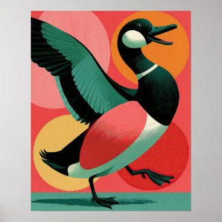 Poster Arte Geométrica Negrita de Pato Modernista de Mead