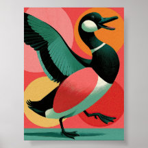 Arte Geométrica Negrita de Pato Modernista de Mead