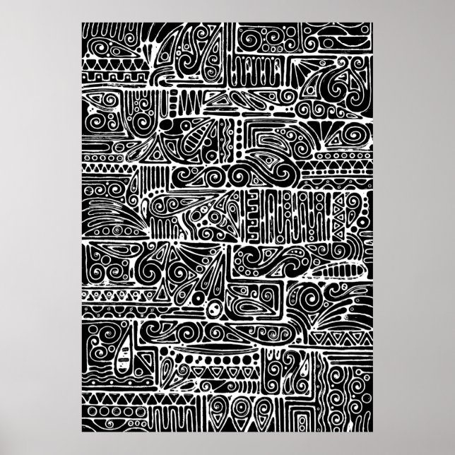 Poster Arte Geométrica Preta e Branca 2 (Frente)