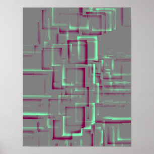 Pôster Arte Geométrica "Raspberry Mint"