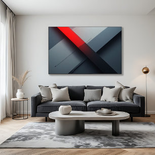 Poster Arte Geométrica Vermelha e Cinza Abstrata e Ousada