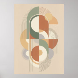 Poster Arte Geométrico Abstrato Bauhaus Impresso | Meados
