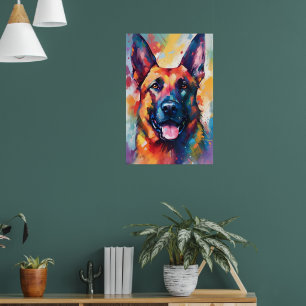 Poster Arte German shepherd Colorida