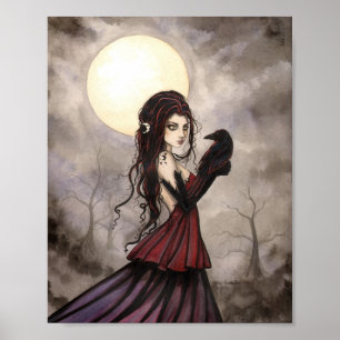Pôster Arte Gótica Fantasia Mulher Wicca O Corvo