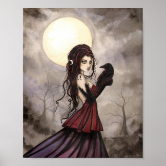 Pôster Arte Gótica Fantasia Mulher Wicca O Corvo