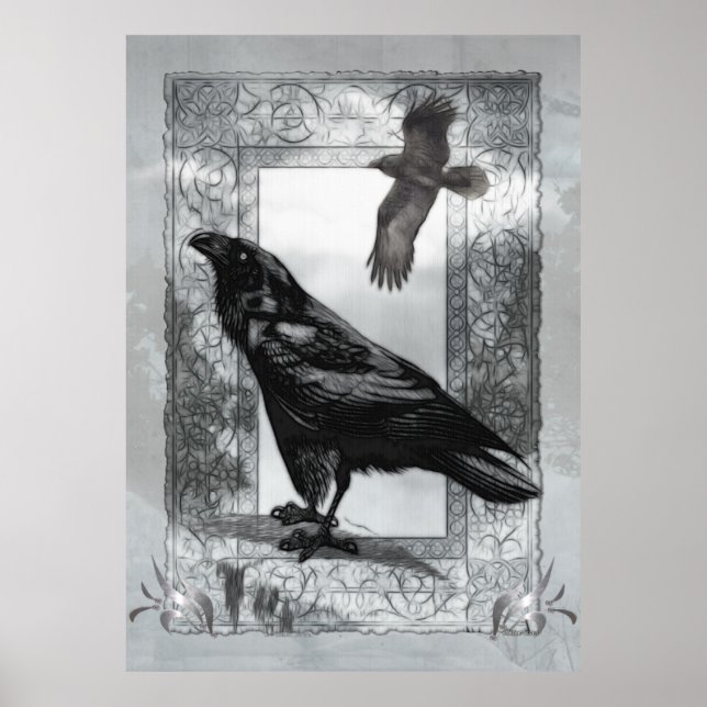 Pôster Arte Gótica Vitoriana Raven Fantasy (Frente)