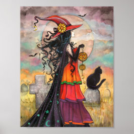 Pôster Arte Gótico Fantasia de Halloween Bruxa Way